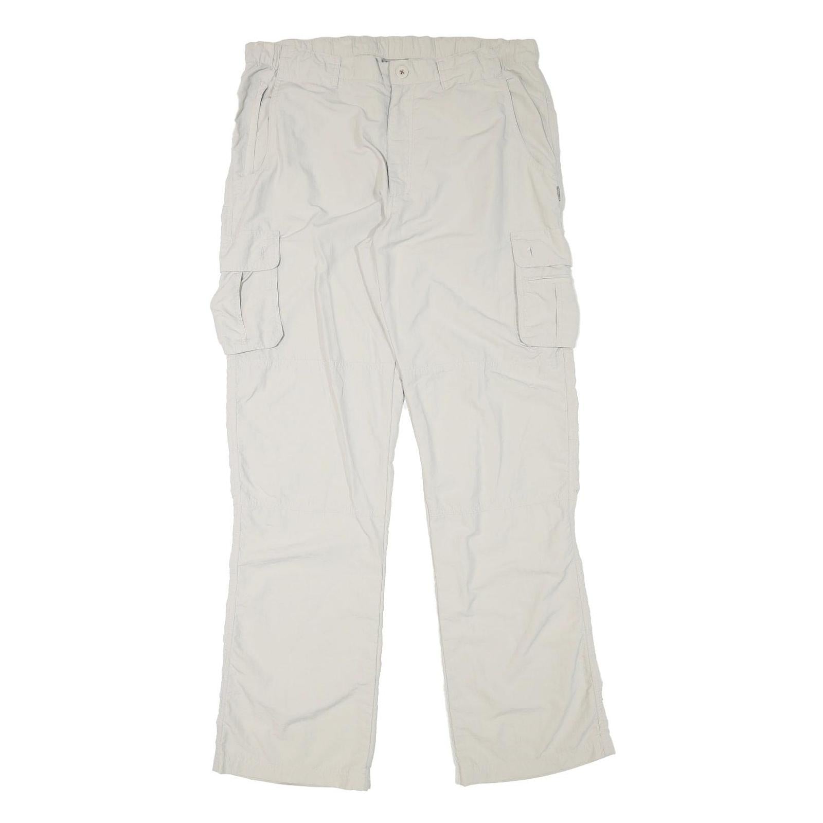 SWITCHER Mens Regular Beige Cargo Trousers W34 L33 Zip Polyester Blend Comfort
