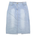 BIAGGINI Womens Blue Denim Straight Knee Length Cotton Blend Skirt L Casual