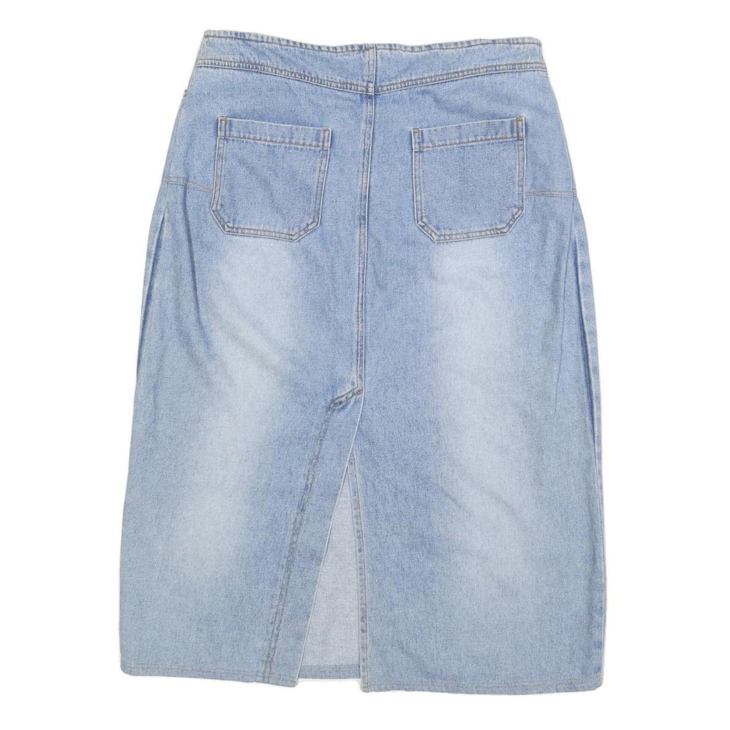 BIAGGINI Womens Blue Denim Straight Knee Length Cotton Blend Skirt L Casual