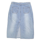 BIAGGINI Womens Blue Denim Straight Knee Length Cotton Blend Skirt L Casual