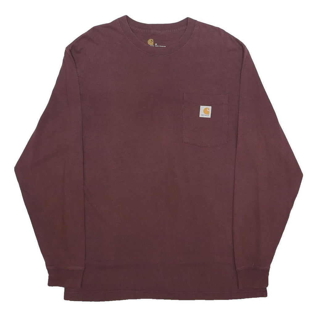 CARHARTT Mens Maroon Long Sleeve Crew Neck Pocket T-Shirt M Cotton Blend
