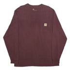 CARHARTT Mens Maroon Long Sleeve Crew Neck Pocket T-Shirt M Cotton Blend