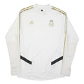 ADIDAS Mens White & Gold Real Madrid Long Sleeve Crew Neck Football Shirt L