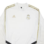 ADIDAS Mens White & Gold Real Madrid Long Sleeve Crew Neck Football Shirt L