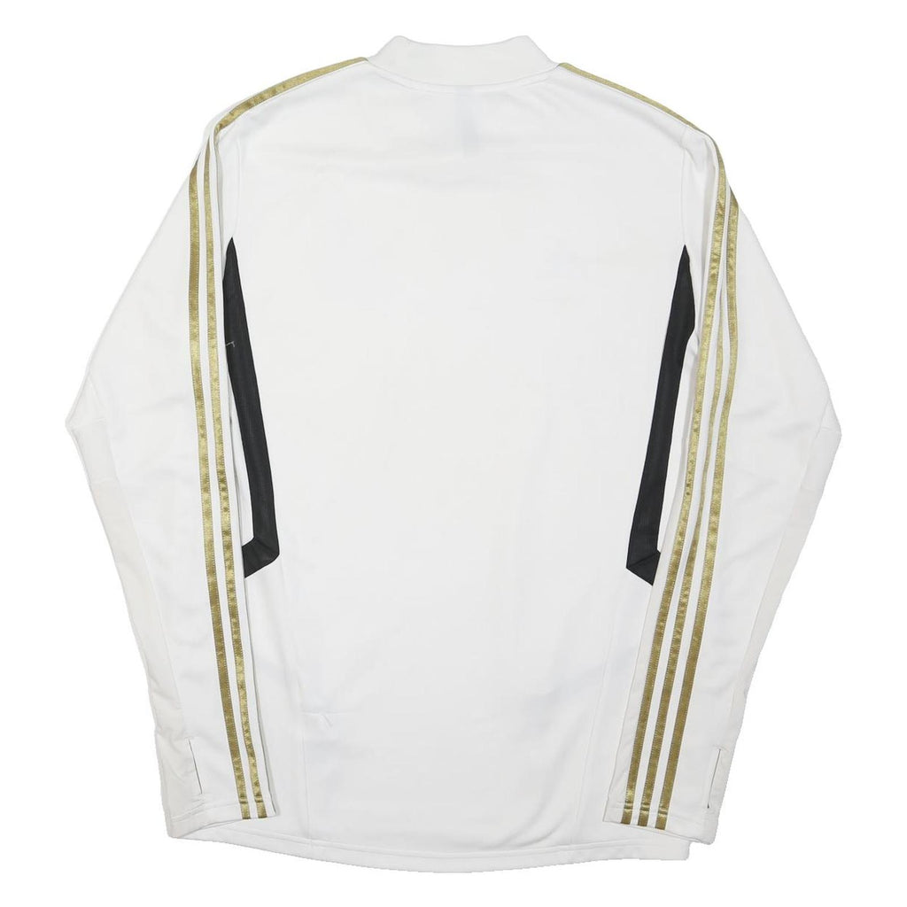 ADIDAS Mens White & Gold Real Madrid Long Sleeve Crew Neck Football Shirt L