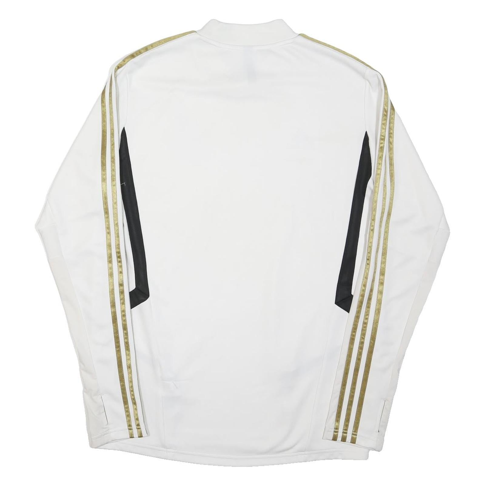 ADIDAS Mens White & Gold Real Madrid Long Sleeve Crew Neck Football Shirt L