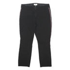 ANTHROPOLOGIE Womens Cotton Blend Black Regular Fit Trousers W32 L25 Side Stripe