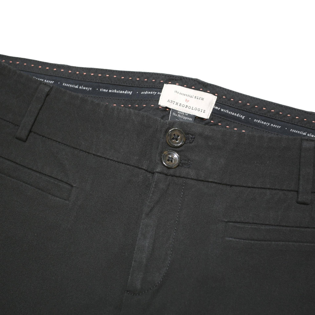 ANTHROPOLOGIE Womens Cotton Blend Black Regular Fit Trousers W32 L25 Side Stripe