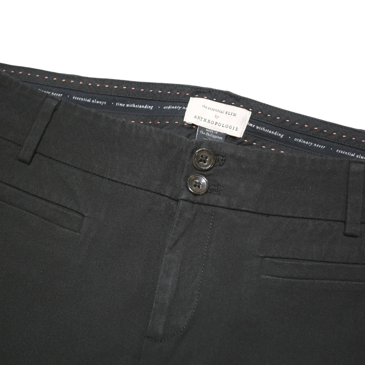ANTHROPOLOGIE Womens Cotton Blend Black Regular Fit Trousers W32 L25 Side Stripe