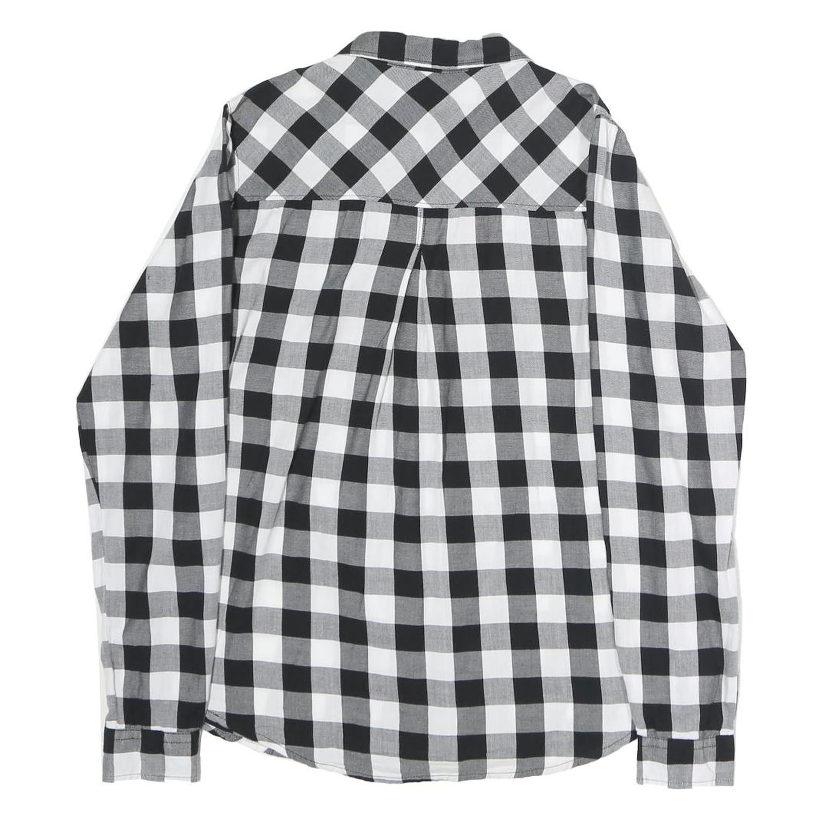 CITY LIFE Mens Black & White Check Shirt M Casual Cotton Blend Long Sleeve