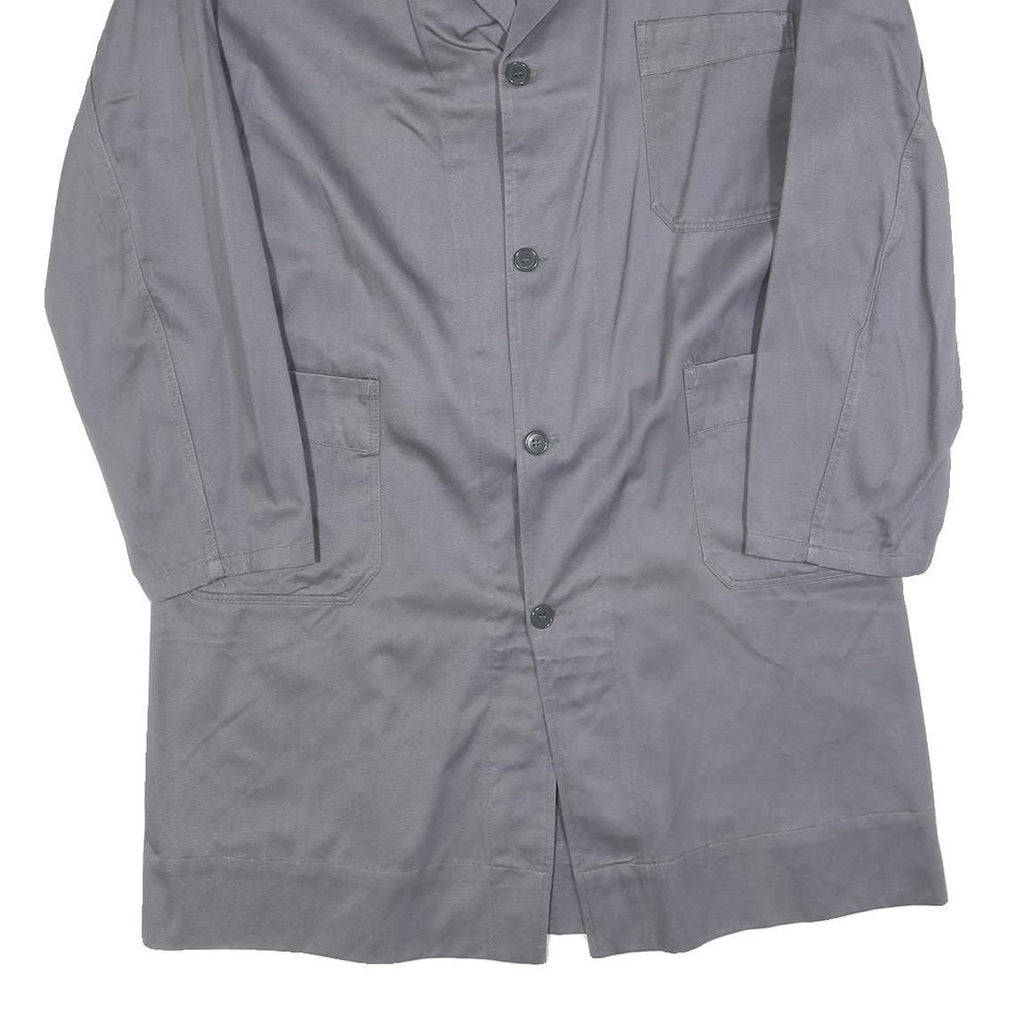 SANFOR Mens Grey Cotton Button Jacket L Plain Classic Workwear Long Sleeve