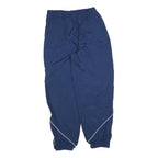 Mens Navy Blue Joggers L W32 L30 Relaxed Tapered Polyester Blend Track Pants