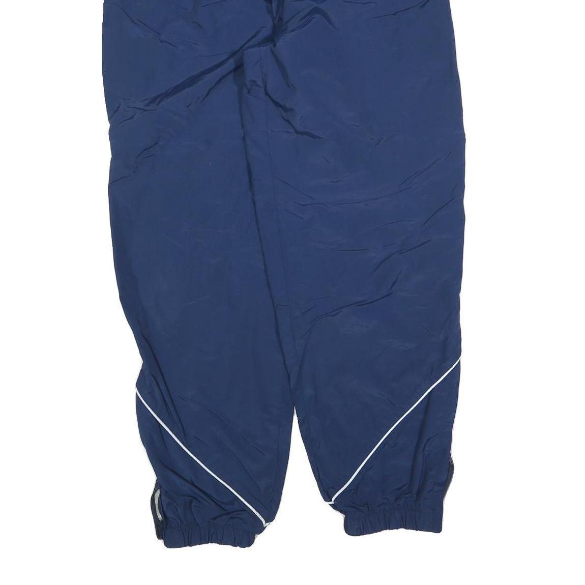 Mens Navy Blue Joggers L W32 L30 Relaxed Tapered Polyester Blend Track Pants