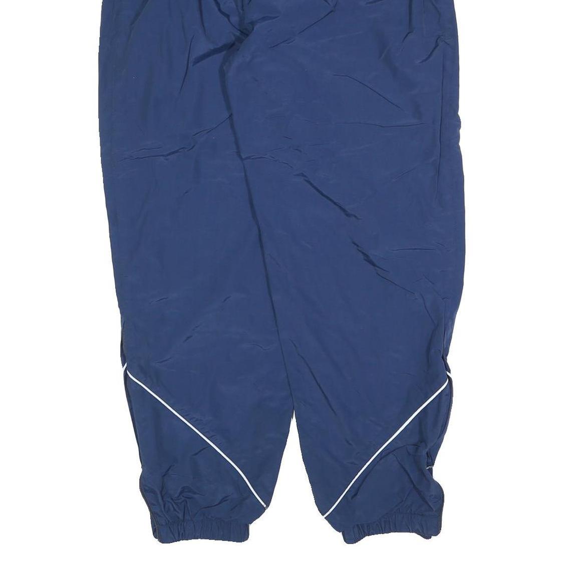 Mens Navy Blue Joggers L W32 L30 Relaxed Tapered Polyester Blend Track Pants