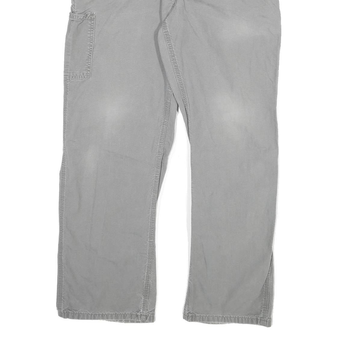 CARHARTT Mens Regular Fit Grey Cotton Blend Workwear Trousers W34 L30 Durable