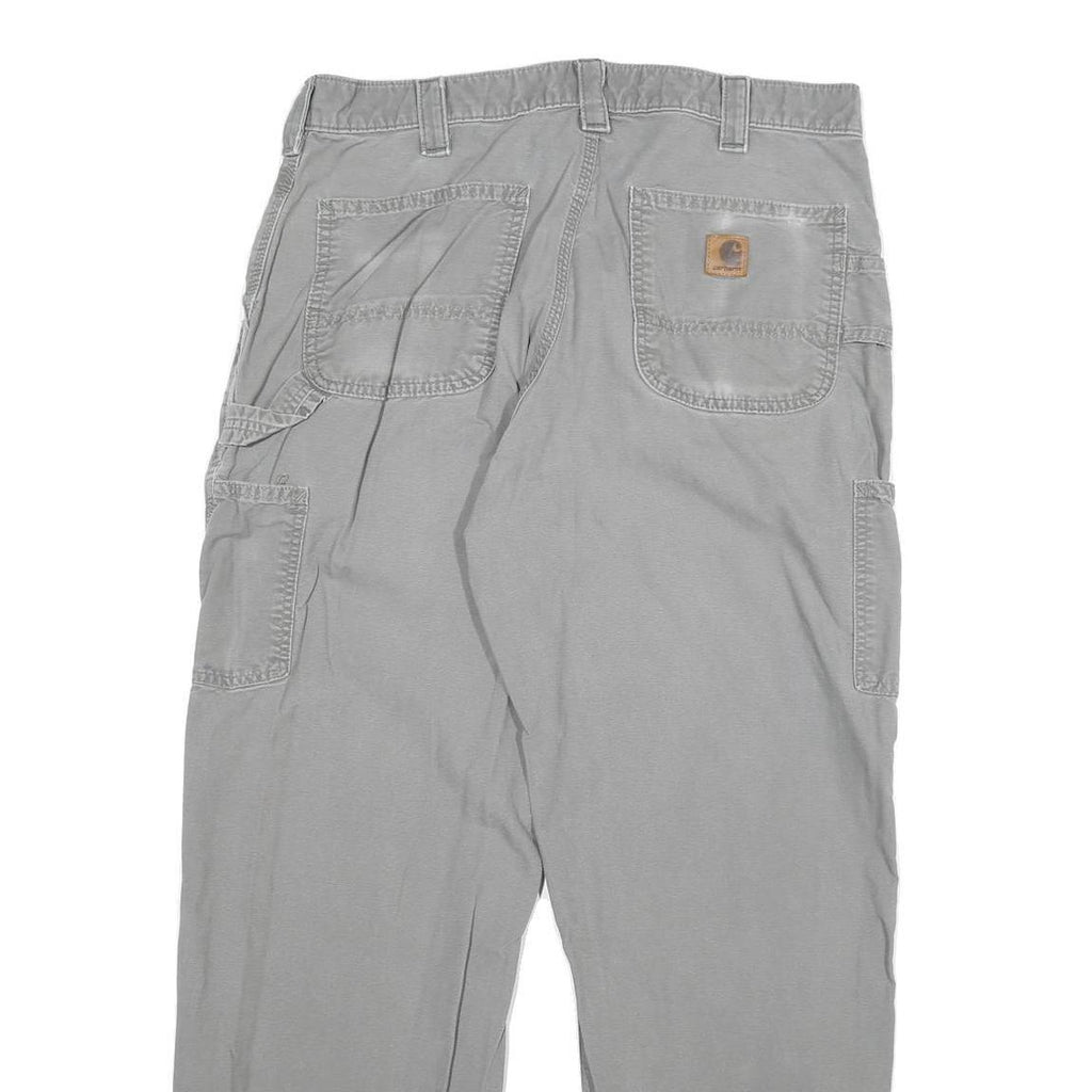 CARHARTT Mens Regular Fit Grey Cotton Blend Workwear Trousers W34 L30 Durable