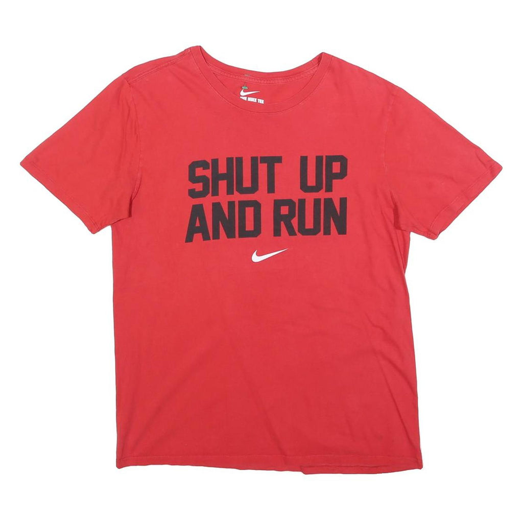 NIKE Mens Red Shut Up And Run Graphic T-Shirt M Short Sleeve Crew Neck