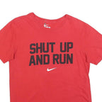 NIKE Mens Red Shut Up And Run Graphic T-Shirt M Short Sleeve Crew Neck