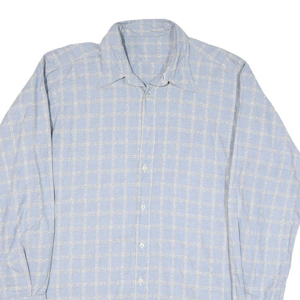 Mens Blue Check Shirt XL Long Sleeve Cotton Blend Casual Button Up