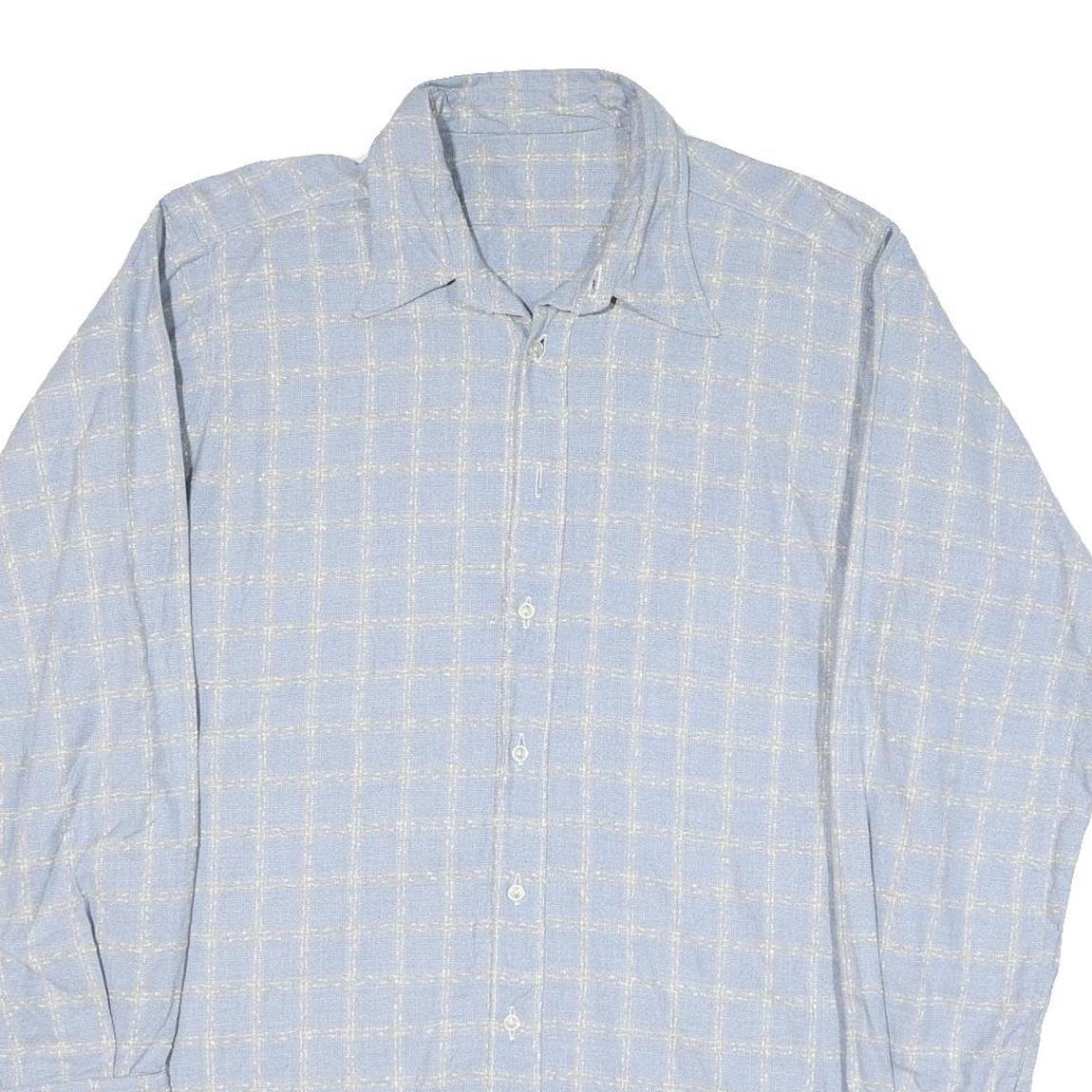 Mens Blue Check Shirt XL Long Sleeve Cotton Blend Casual Button Up
