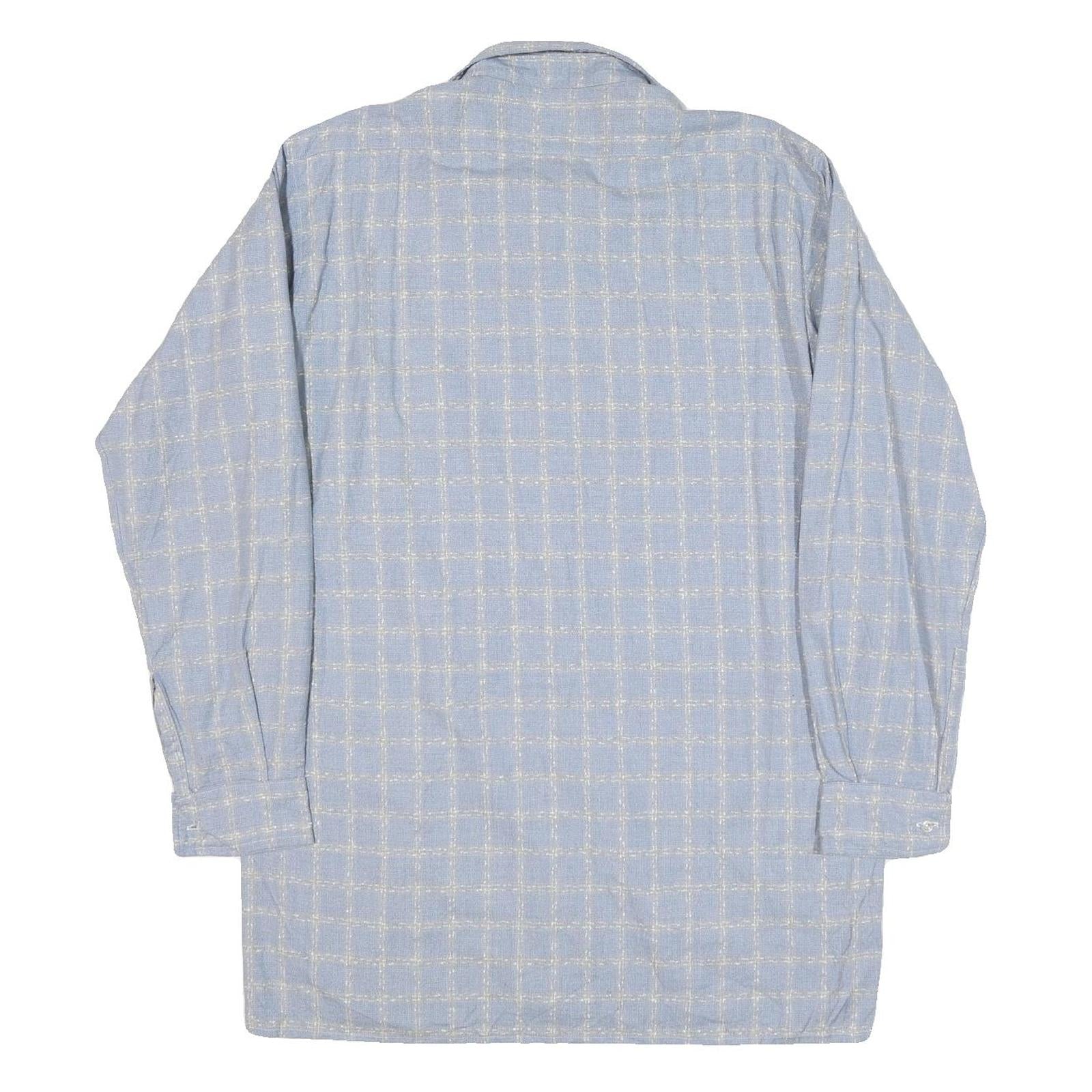 Mens Blue Check Shirt XL Long Sleeve Cotton Blend Casual Button Up