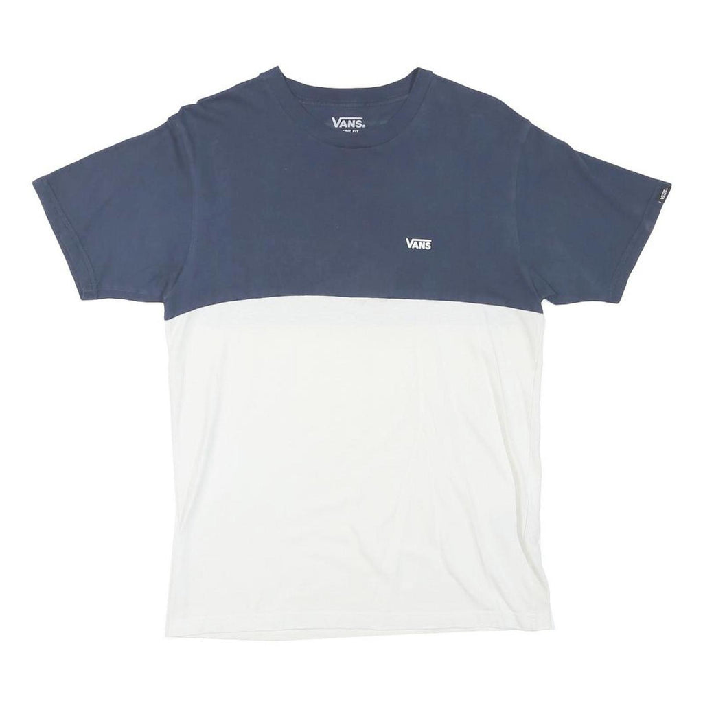 VANS Mens Blue & White Modern T-Shirt S Short Sleeve Crew Neck Cotton Blend