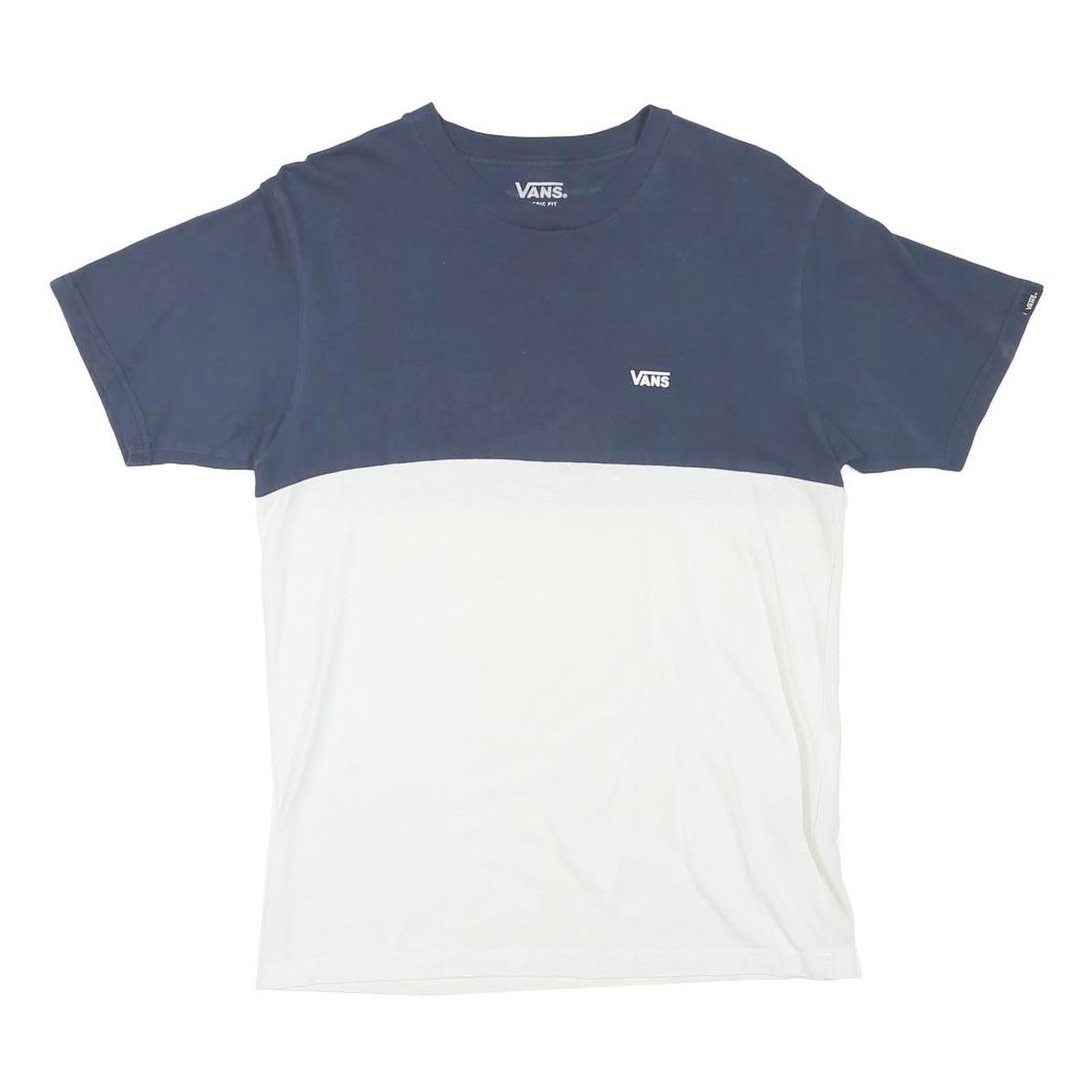 VANS Mens Blue & White Modern T-Shirt S Short Sleeve Crew Neck Cotton Blend