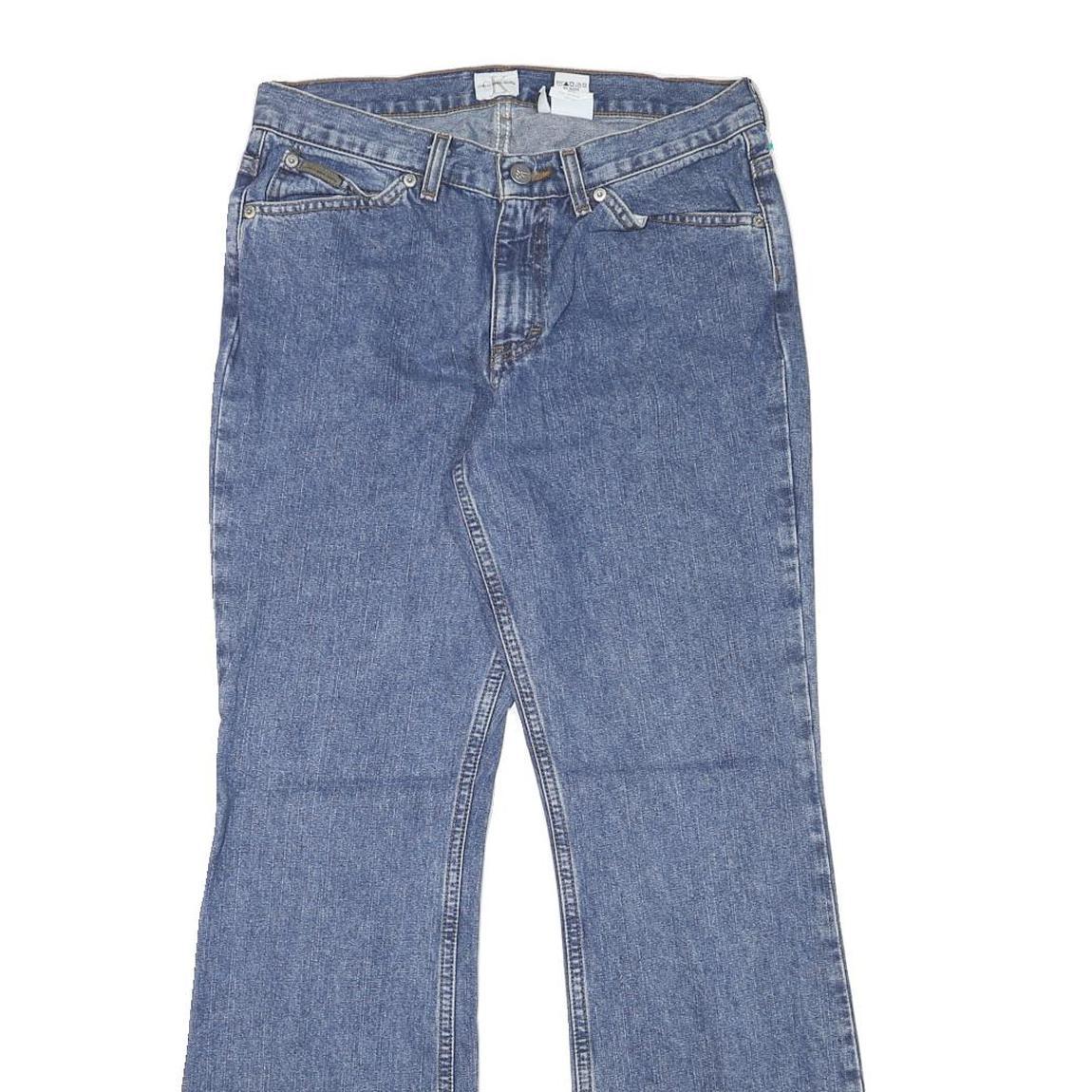 CALVIN KLEIN JEANS Womens Blue Regular Fit Flared Denim Medium Wash W28 L31 Zip
