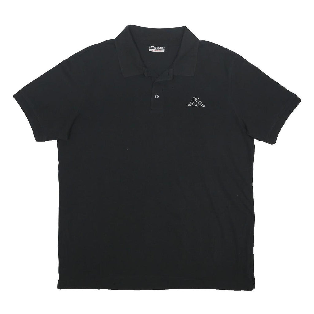 KAPPA Mens Black Polo Shirt XL Cotton Short Sleeve Classic Logo