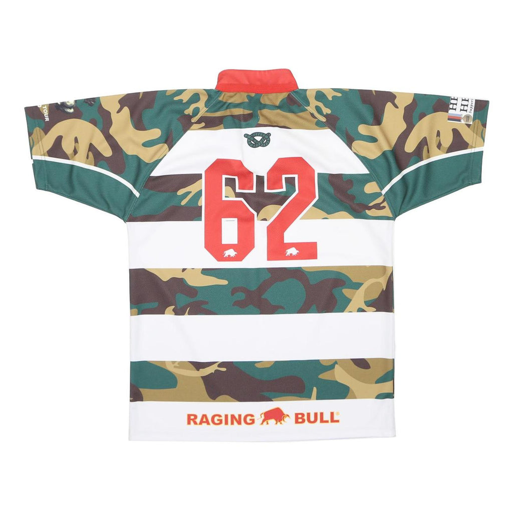 RAGING BULL Mens Green & Beige Rugby Club Logo Short Sleeve Polo Shirt L