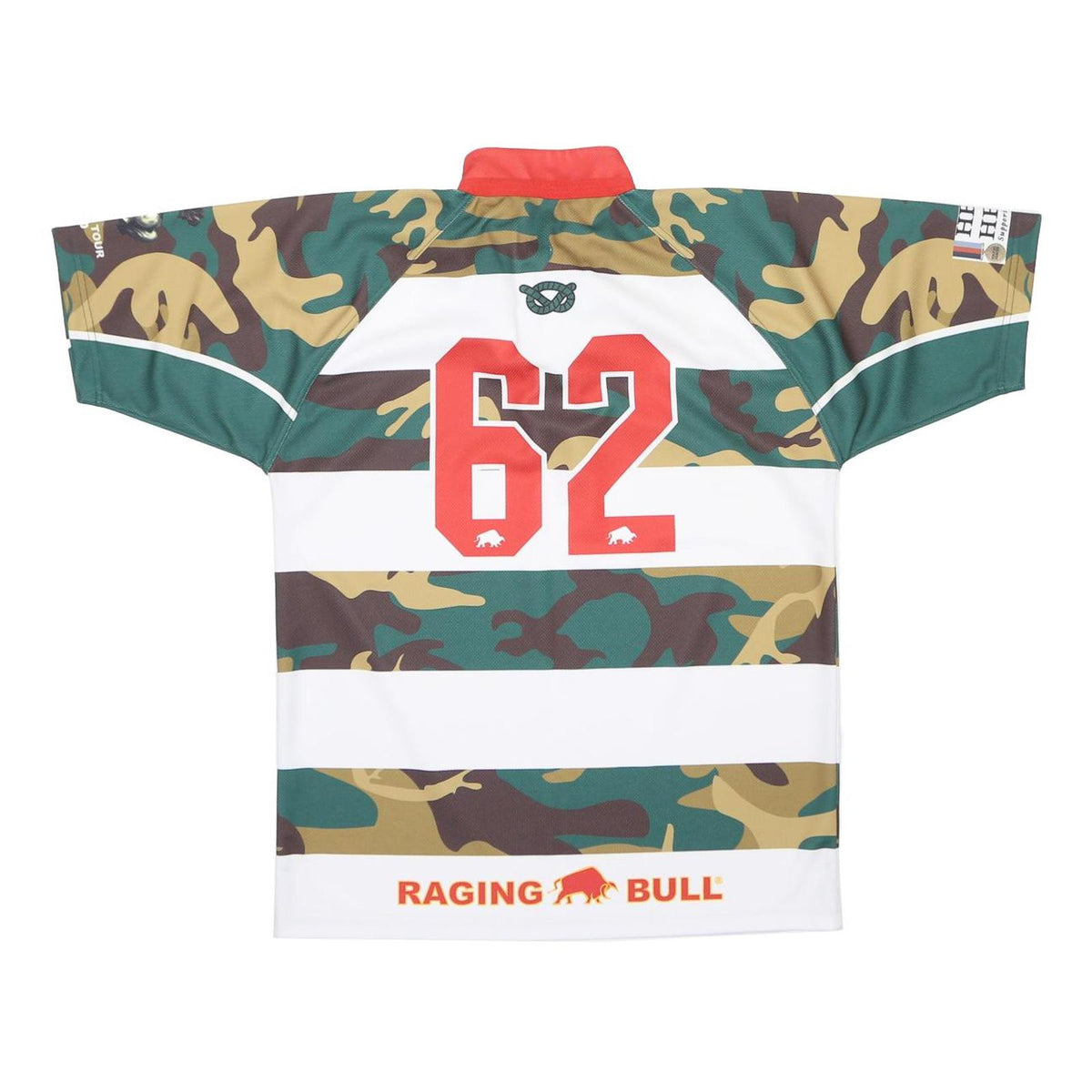 RAGING BULL Mens Green & Beige Rugby Club Logo Short Sleeve Polo Shirt L
