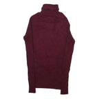 IT'S OUR TIME Womens Maroon Plain Roll Neck Basic Knit L Rayon Jumper