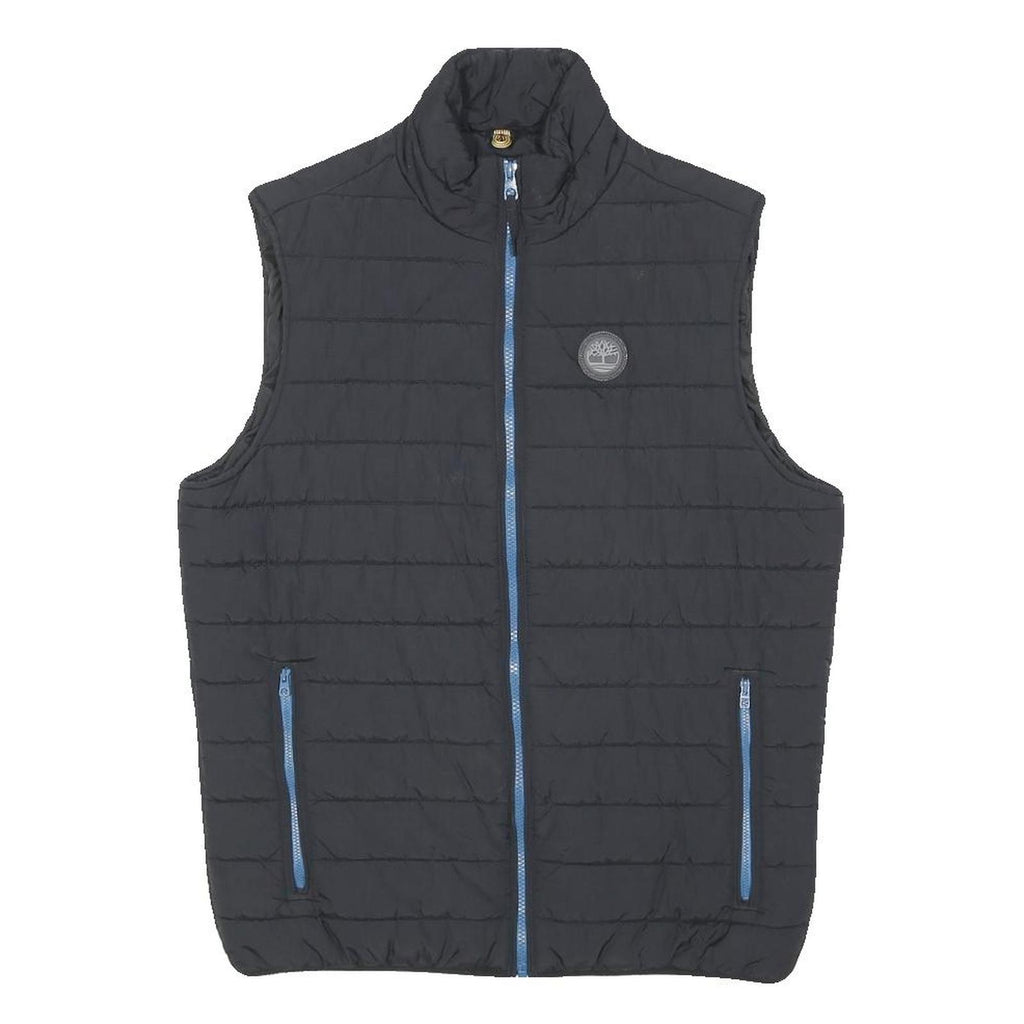 TIMBERLAND Mens Black Blue Zip Up Nylon Quilted Vest M Outdoor Casual Jacket