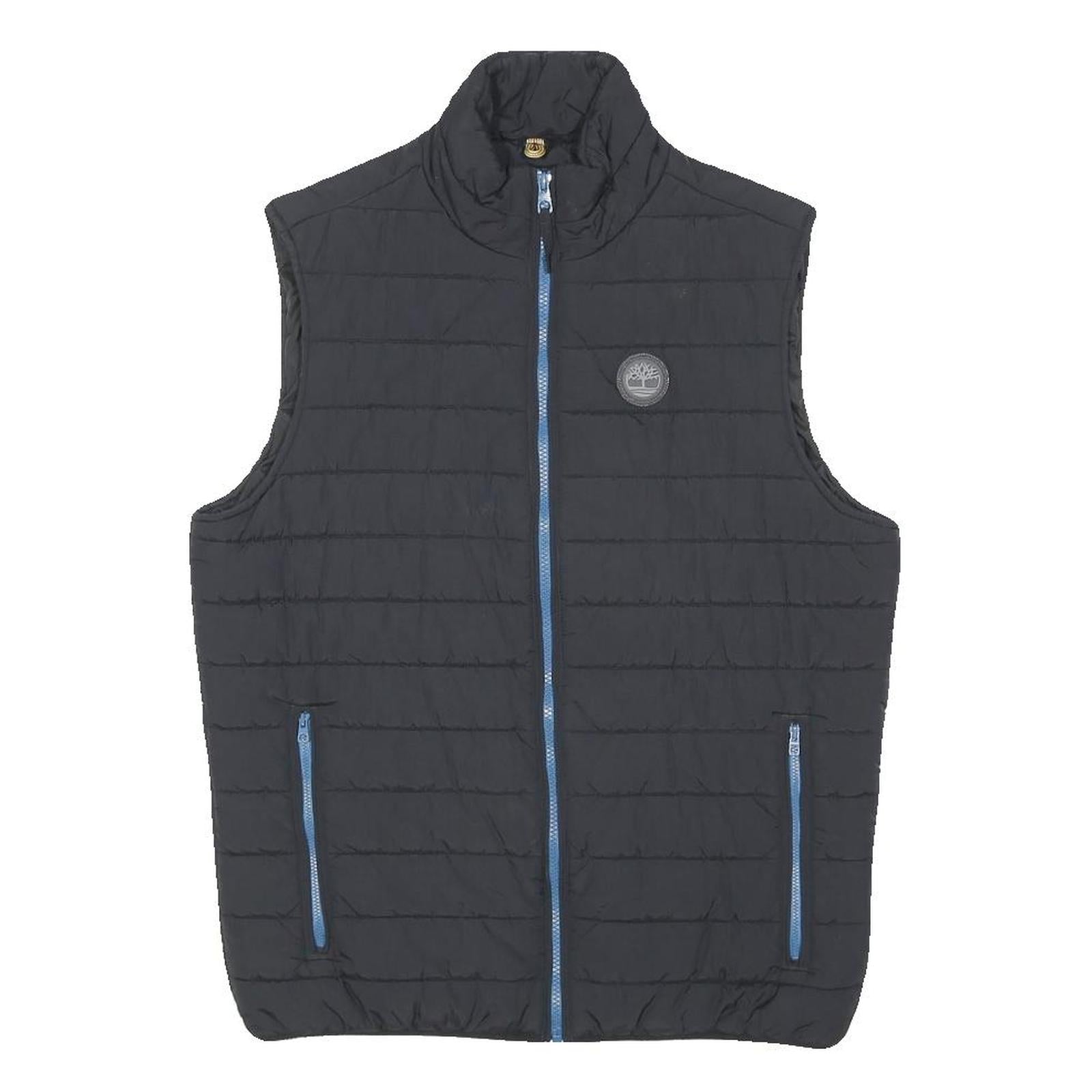 TIMBERLAND Mens Black Blue Zip Up Nylon Quilted Vest M Outdoor Casual Jacket