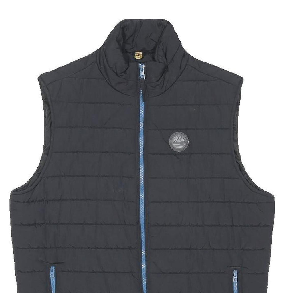 TIMBERLAND Mens Black Blue Zip Up Nylon Quilted Vest M Outdoor Casual Jacket