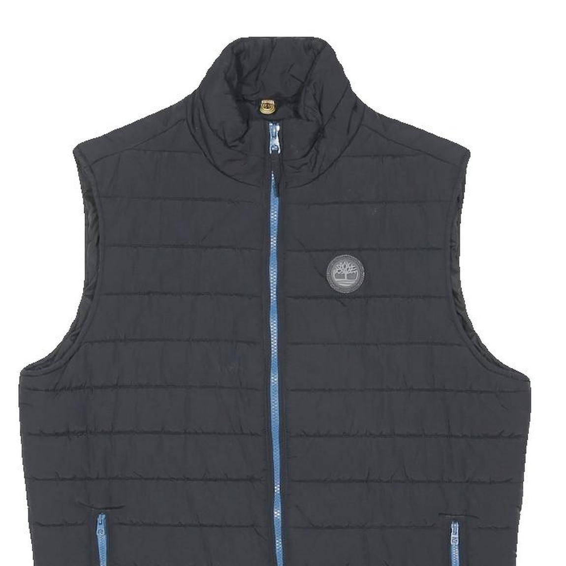 TIMBERLAND Mens Black Blue Zip Up Nylon Quilted Vest M Outdoor Casual Jacket