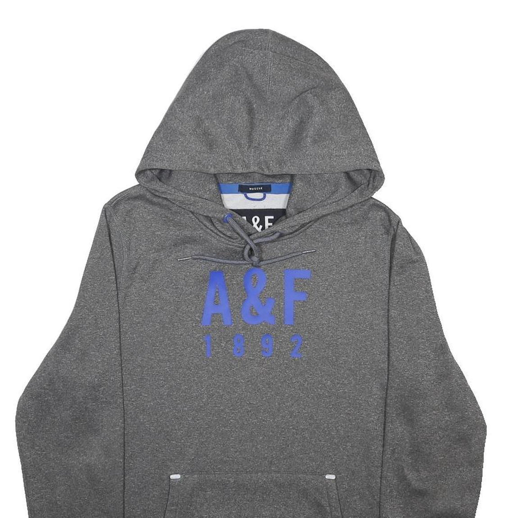 ABERCROMBIE & FITCH Mens Grey A&F 1892 Pullover Hoodie S Casual