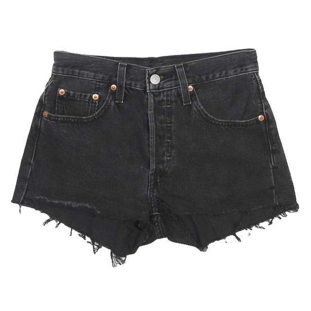 LEVI'S Womens Shorts Black Denim Cut-Off XS W24 Casual Summer Beachwear