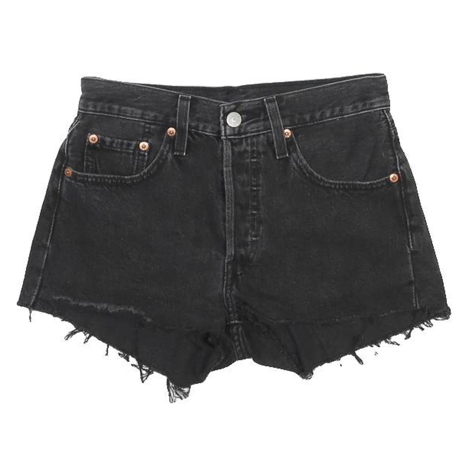 LEVI'S Womens Shorts Black Denim Cut-Off XS W24 Casual Summer Beachwear