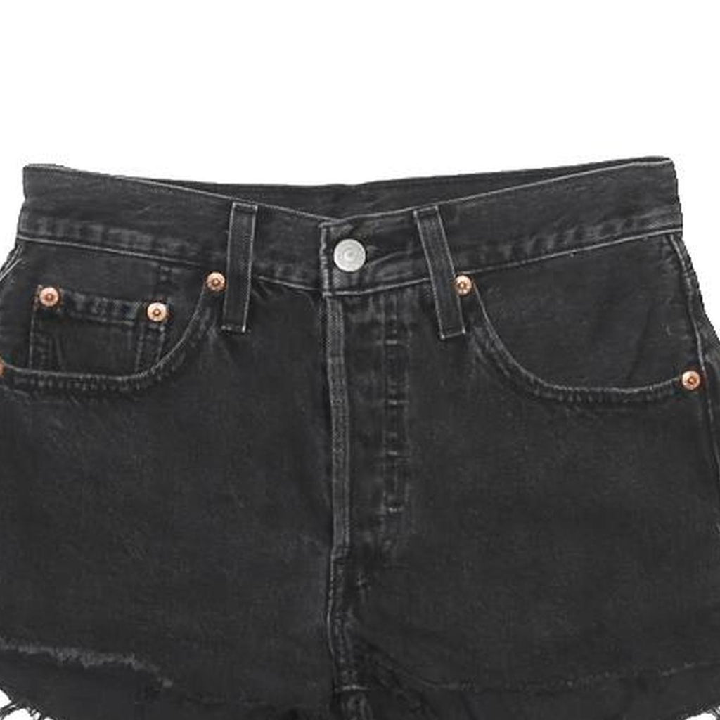 LEVI'S Womens Shorts Black Denim Cut-Off XS W24 Casual Summer Beachwear