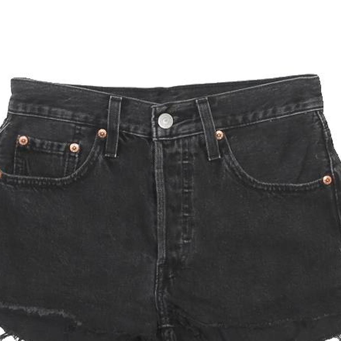 LEVI'S Womens Shorts Black Denim Cut-Off XS W24 Casual Summer Beachwear