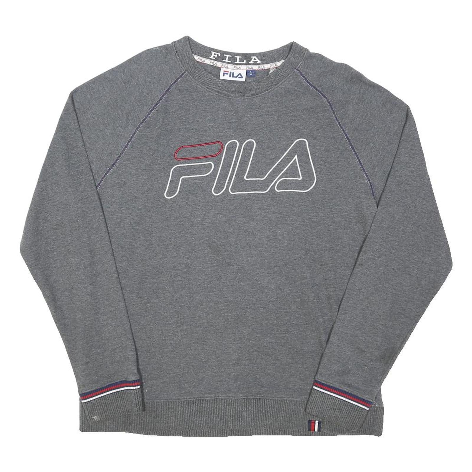 FILA Mens Grey Sweatshirt L Crew Neck Cotton Blend Pullover Casual