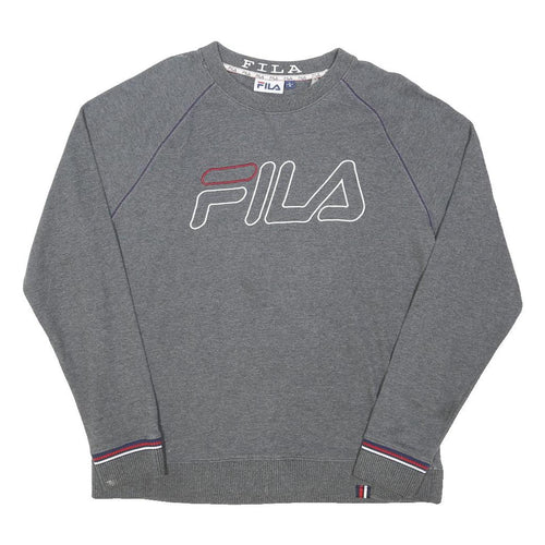 FILA Mens Grey Sweatshirt L Crew Neck Cotton Blend Pullover Casual