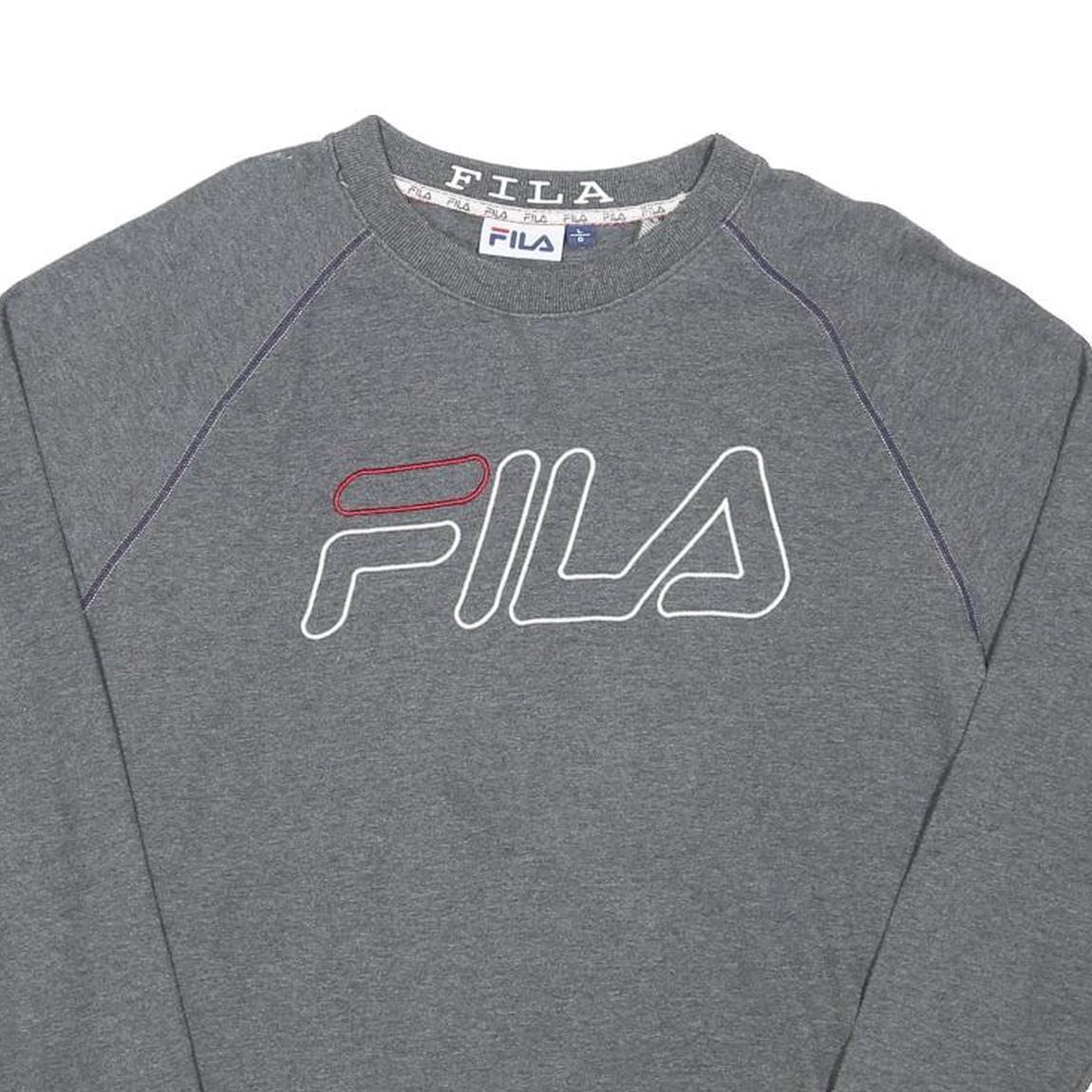 FILA Mens Grey Sweatshirt L Crew Neck Cotton Blend Pullover Casual