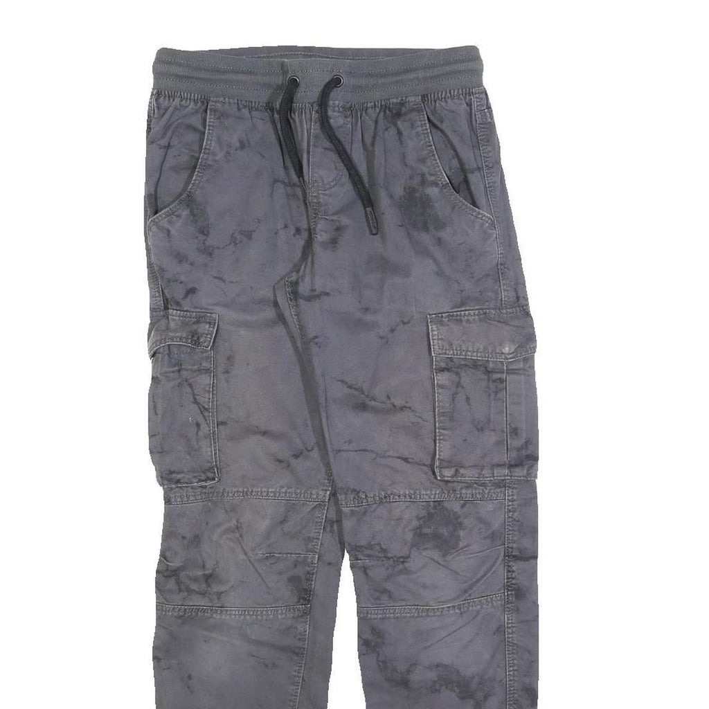CHAPTER Boys Cotton Blend Grey Slim Drawstring Cargo Trousers W26 L30 Casual