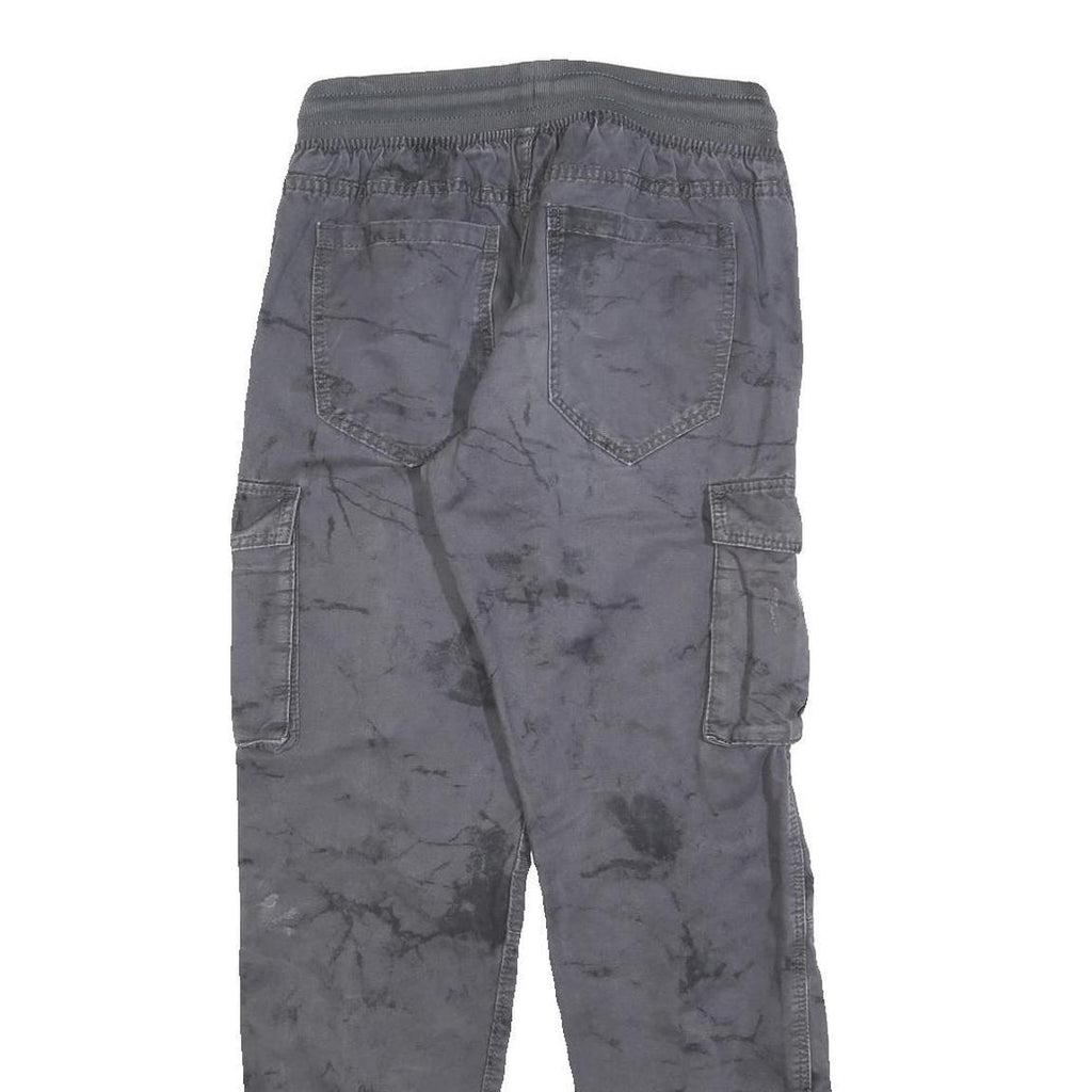 CHAPTER Boys Cotton Blend Grey Slim Drawstring Cargo Trousers W26 L30 Casual