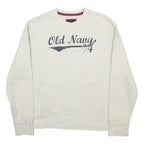 OLD NAVY Womens Cream Cotton Blend Crew Neck Sweatshirt L Vintage Logo 94