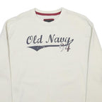 OLD NAVY Womens Cream Cotton Blend Crew Neck Sweatshirt L Vintage Logo 94