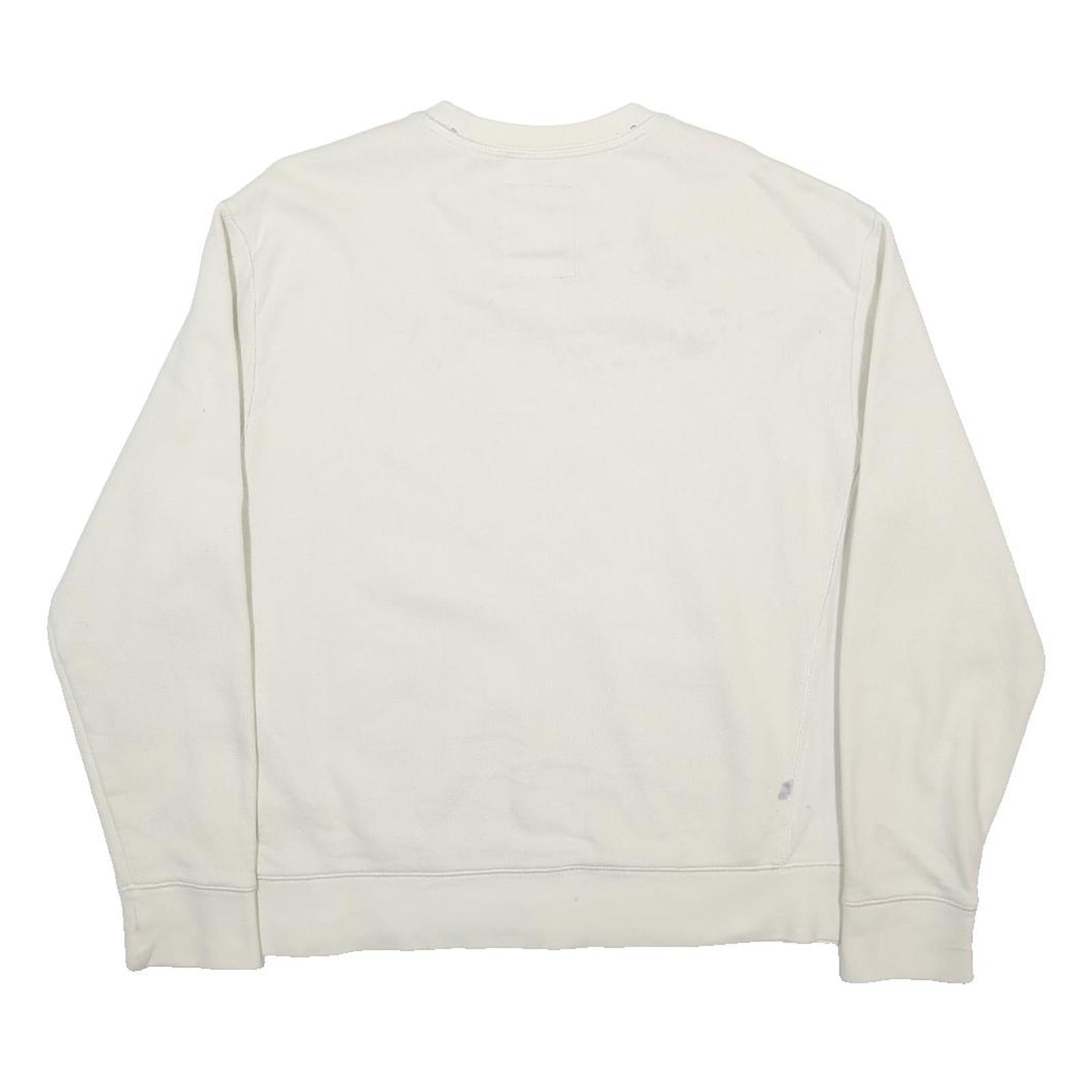 OLD NAVY Womens Cream Cotton Blend Crew Neck Sweatshirt L Vintage Logo 94