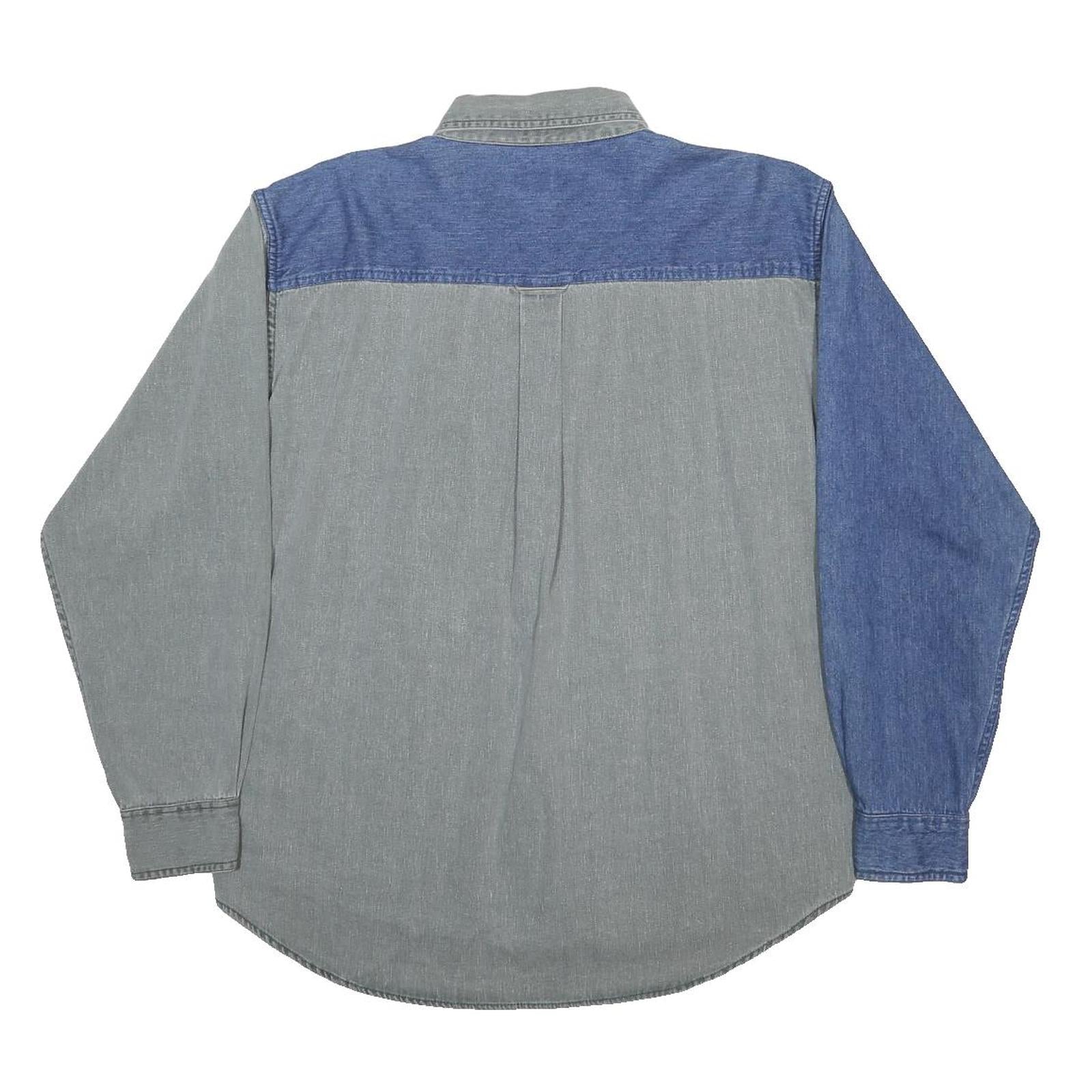 Susquehanna Trail Mens Blue & Grey Denim Style Shirt M Long Sleeve Cotton